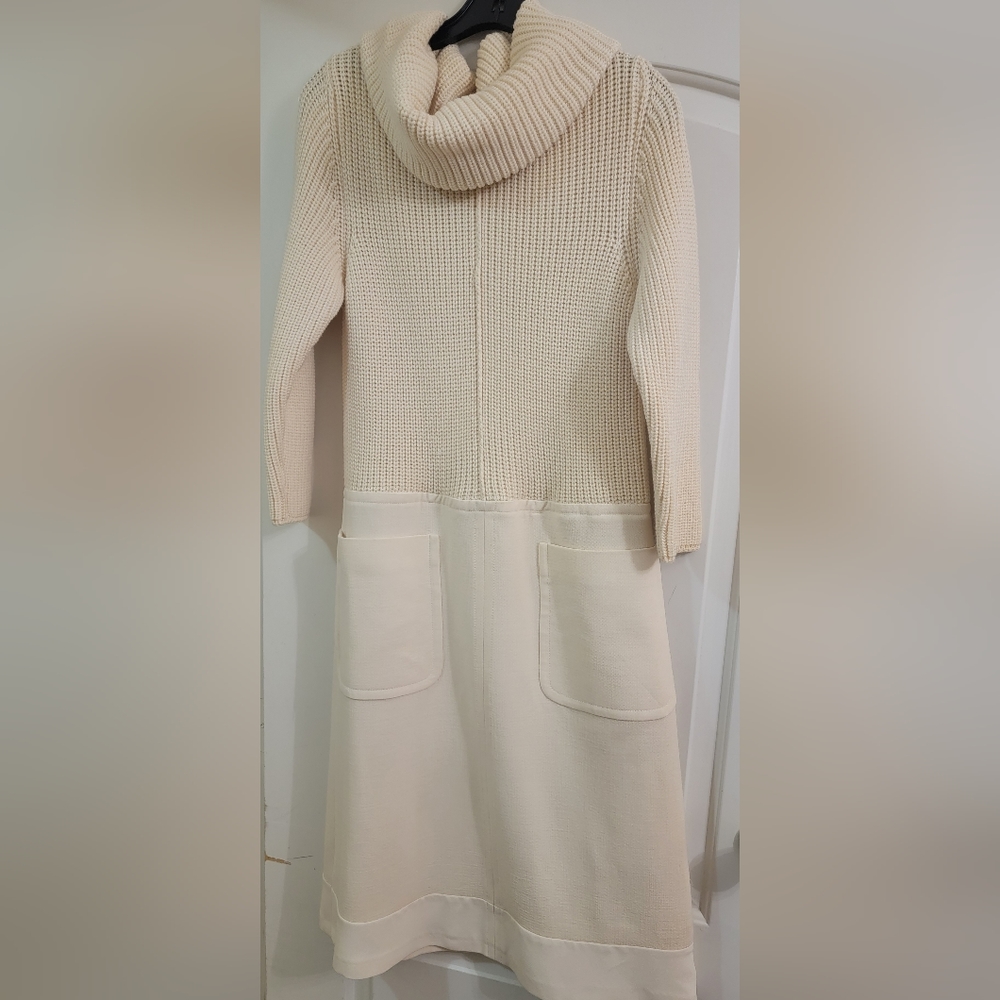 ESCADA sz 6 mixed media cream dress